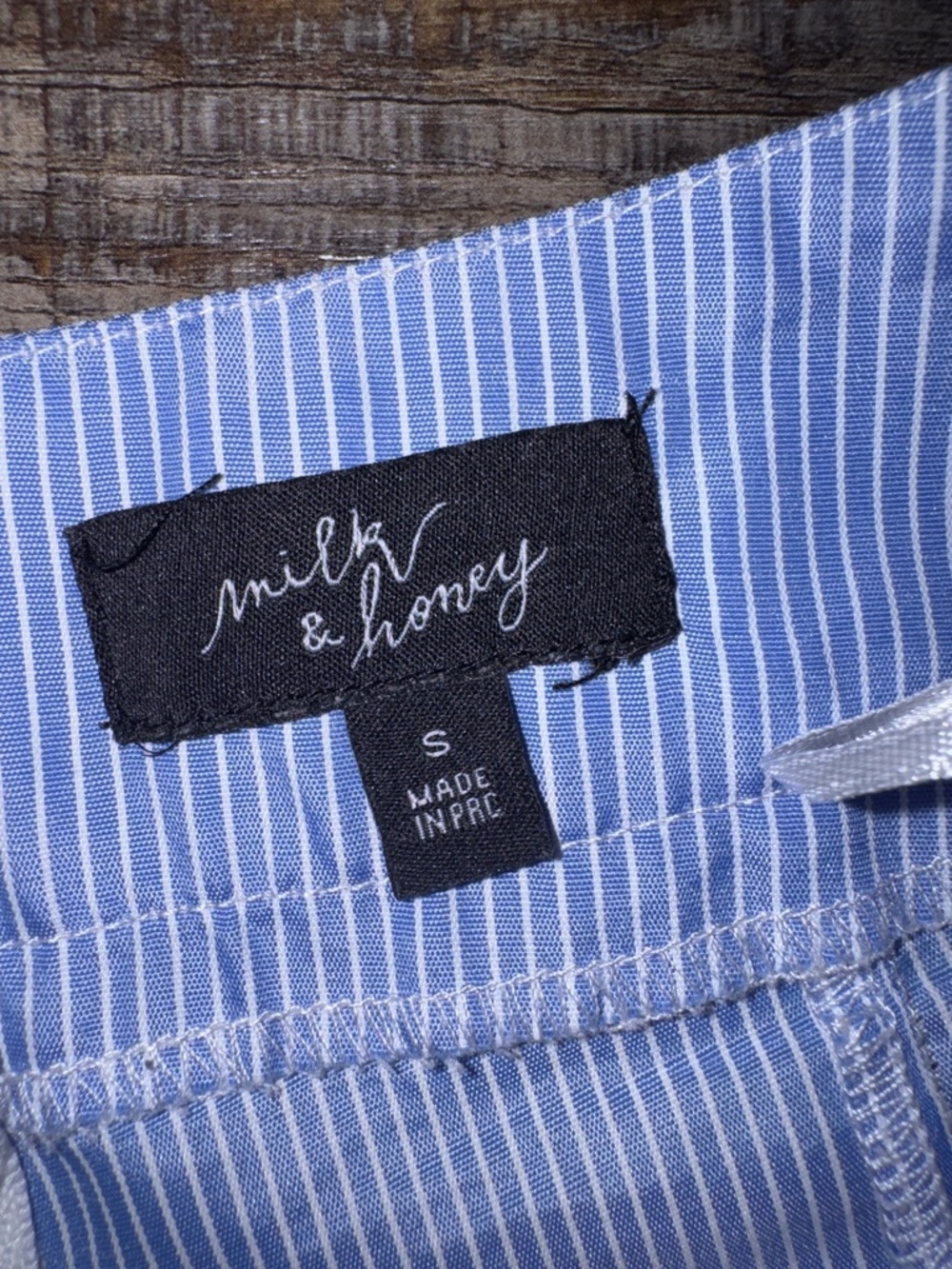 Milk & Honey Blue White Stripe Flowy Shorts Skort Small Preppy Coastal - Picture 3 of 8
